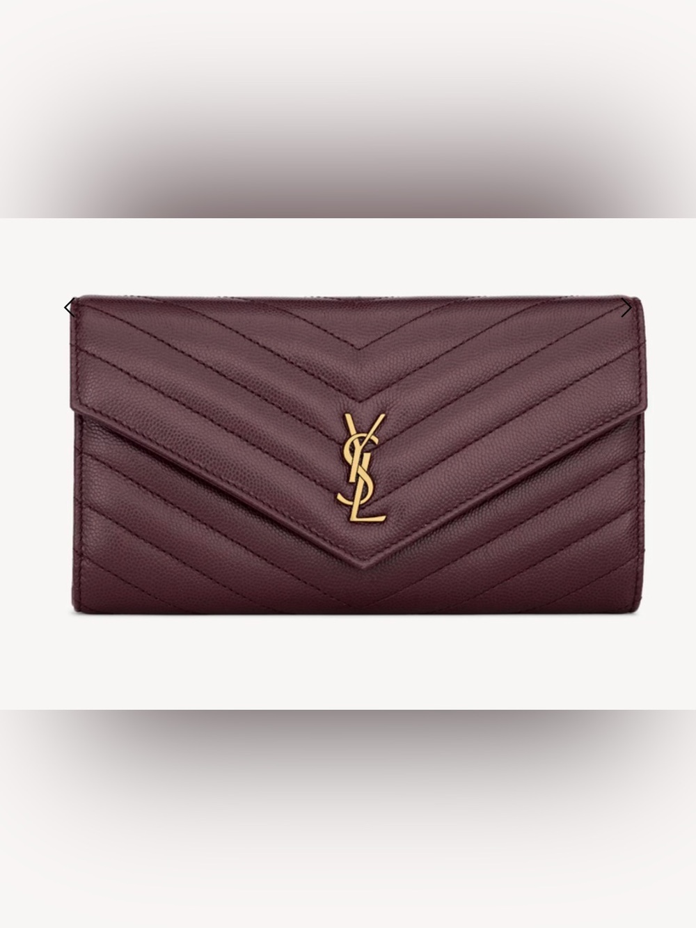 SAINT LAURENT CASSANDRE LARGE FLAP WALLET IN GRAIN DE POUDRE LEATHER